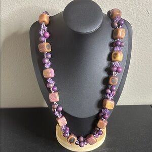 NWT Adina Purple Brown Artisan Crafted Beaded Long Adjustable Necklace​​